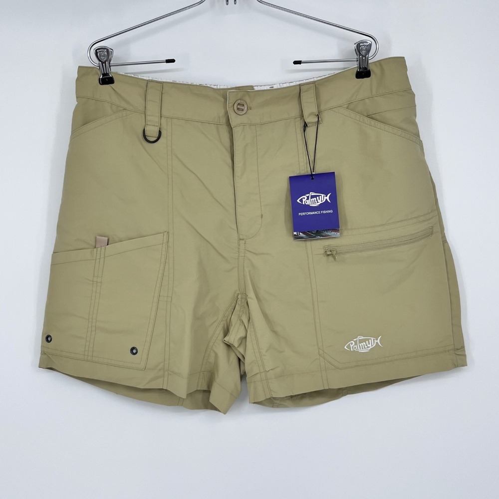 Palmyth Performance Fishing Shorts Mens 38 Khaki Nylon Quick Dry Water Repellent